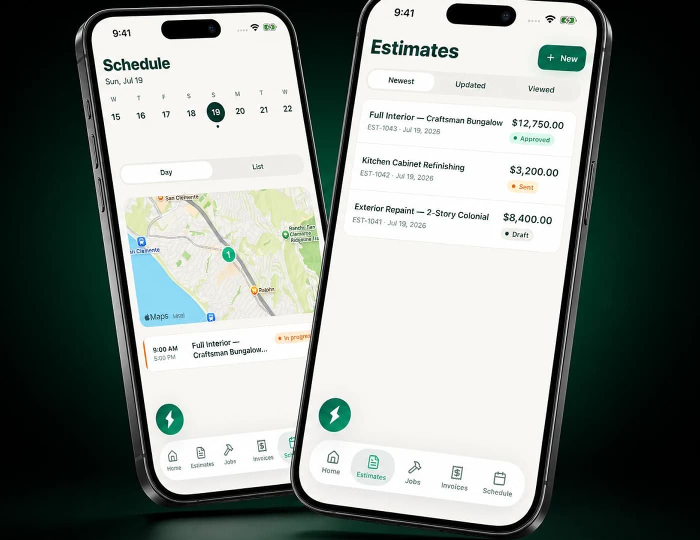 Tallie estimates and schedule on iPhone